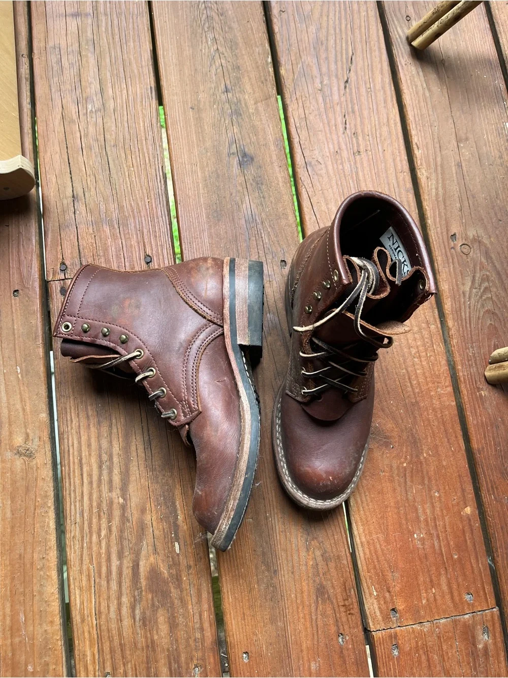 Nick's Handmade Lace Up Heritage Womens Size 8 Boots Brown All Smooth